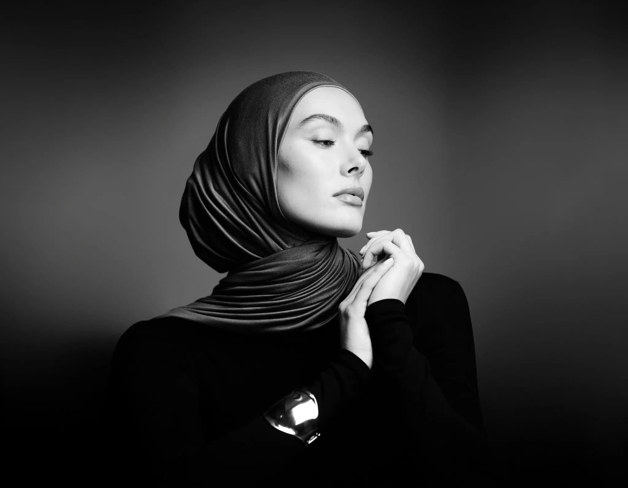 Close up person wearing hijab